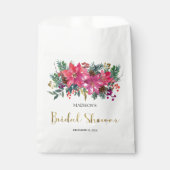 ピンクポインセティアクリスマスブライダルシャワー フェイバーバッグ (正面)