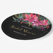 ピンクポインセティアクリスマスブライダルシャワー ペーパープレート (アングル)