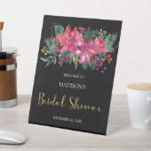 ピンクポインセティアクリスマスブライダルシャワー 台座サイン (インサイチュ)