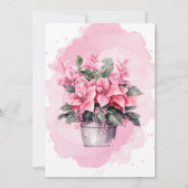 ピンクポインセティアクリスマスホリデーカード 招待状 (裏面)