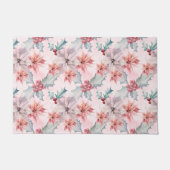 ピンクポインセティアスウィンターホリデーモダンフローラ ドアマット (正面)