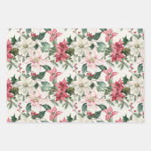 ピンクポインセティアスエレガントクリスマス ラッピングペーパーシート (正面)