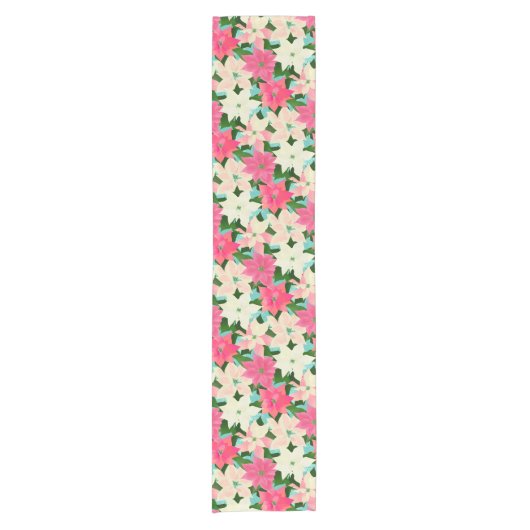 ピンクポインセティアスクリスマス ショートテーブルランナー (正面)