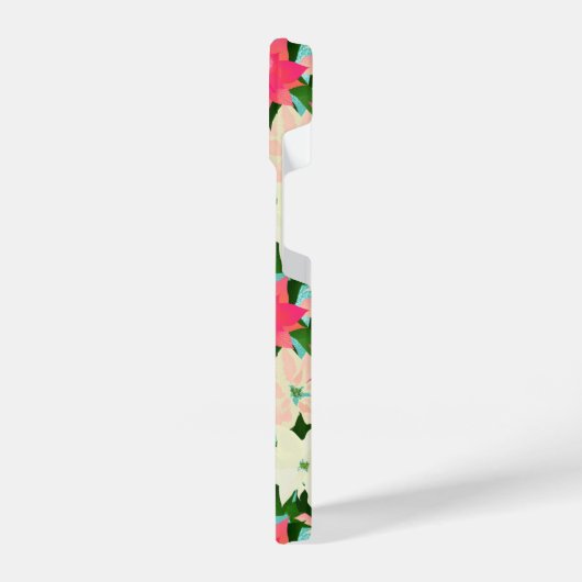 ピンクポインセティアスクリスマス iPhoneケース (左側面)