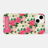 ピンクポインセティアスクリスマス iPhoneケース (裏面横)