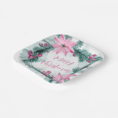 ピンクポインセティアスフローラクリスマス紙プレート ペーパープレート (傾斜あり)