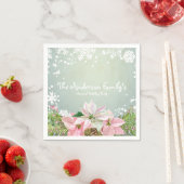 ピンクポインセティアスホリデイ スタンダードカクテルナプキン (インサイチュ)