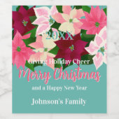 ピンクポインセティアスメリークリスマス ワインラベル (シングルラベル)