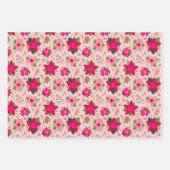 ピンクポインセティアスラッピング紙 ラッピングペーパーシート (正面2)