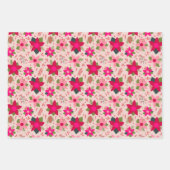 ピンクポインセティアスラッピング紙 ラッピングペーパーシート (正面)