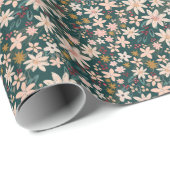 ピンクポインセティアスヴィンテージフローラ ラッピングペーパー (ロールコーナー)