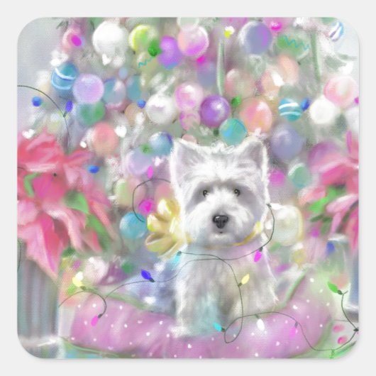 ピンクポインセティアス スクエアシール (正面)