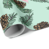 ピンクポインセティアス&ピネコーンラッピング紙 ラッピングペーパー (ロールコーナー)