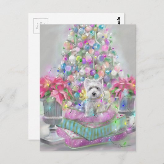 ピンクポインセティアス ポストカード (正面/裏面)