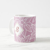 ピンクポインセティアホリデイイニシャルマグ コーヒーマグカップ (正面左)