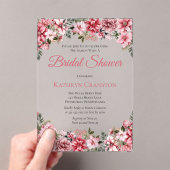 ピンクポエレガントインセッティアスフローラブライダルシャワー アクリル招待状 (インサイチュ (ポータブル))