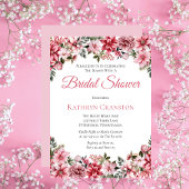 ピンクポエレガントインセッティアスフローラブライダルシャワー 招待状