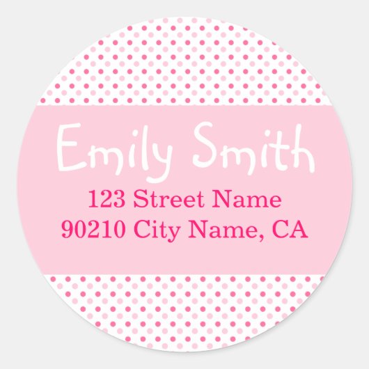 ピンクポカドット住所 シール (正面)