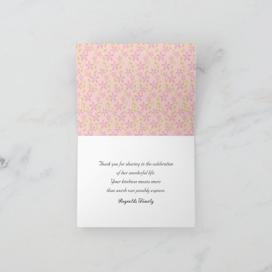 ピンクポジス悔やみや弔慰サンキュー カード (内部)