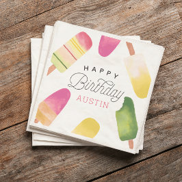 ピンクポスクルパーソナライズされた子供の誕生日パーティー スタンダードカクテルナプキン