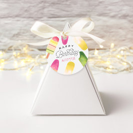 ピンクポスクルパーソナライズされた子供の誕生日パーティー フェイバータグ