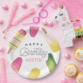 ピンクポスクルパーソナライズされた子供の誕生日パーティー ペーパープレート (パーティー)