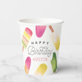 ピンクポスクルパーソナライズされた子供の誕生日パーティー 紙コップ (正面)