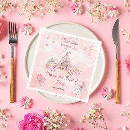 ピンクポップコーンとパジャマススランバーバースデーパーティー スタンダードカクテルナプキン