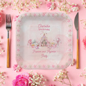 ピンクポップコーンとパジャマススランバーバースデーパーティー ペーパープレート