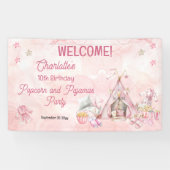 ピンクポップコーンとパジャマススランバーバースデーパーティー 横断幕 (横)