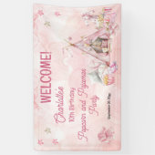 ピンクポップコーンとパジャマススランバーバースデーパーティー 横断幕 (縦)