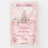 ピンクポップコーンとパジャマススランバーバースデーパーティー 横断幕 (縦)