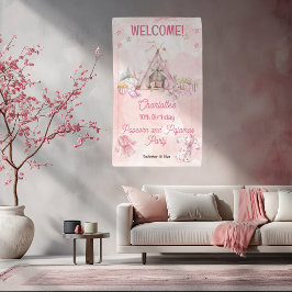 ピンクポップコーンとパジャマススランバーバースデーパーティー 横断幕