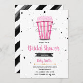 ピンクポップコーンブライダルシャワーの招待 招待状 (正面/裏面)