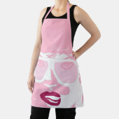 ピンクポップ・アートのアかわいらしート女性サングラスとピンクの唇 エプロン (インサイチュ)
