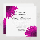 ピンクポップ・アートのアートサンフラワー卒業パーティー招待状 招待状 (正面/裏面)