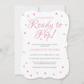 ピンクポップ・アートのハートベビーシャワー/散水 招待状 (正面)