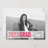 ピンクポップ・アートのモダン写真卒業パーティー 招待状 (正面)