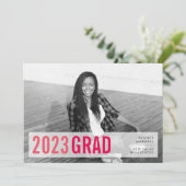 ピンクポップ・アートのモダン写真卒業パーティー 招待状 (スタンド正面)