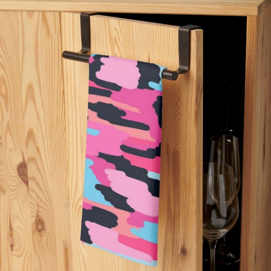 ピンクポップ・アートの抽象芸術 キッチンタオル (三つ折り)