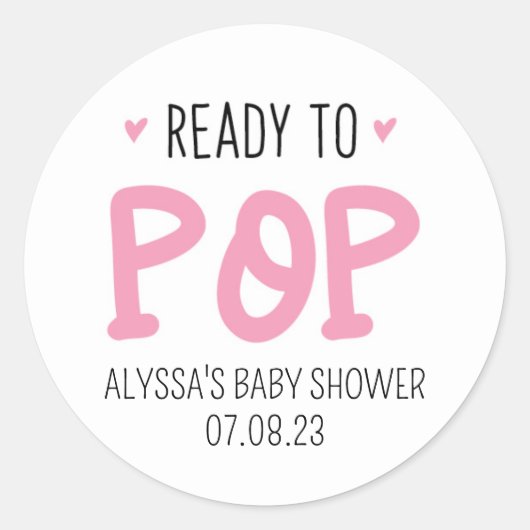 ピンクポップ・アートの色の赤ちゃんシャワーシール ラウンドシール (正面)