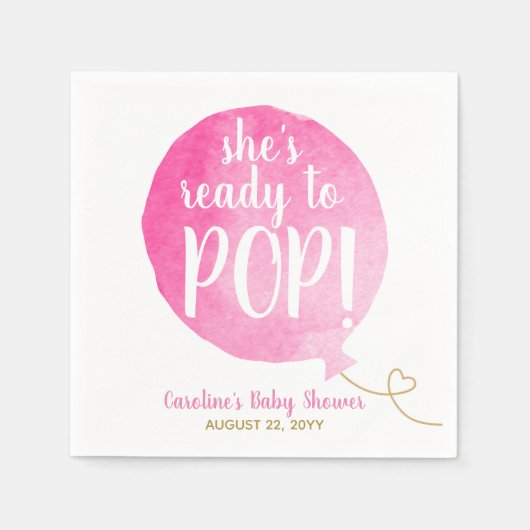 ピンクポップ・アートの赤ちゃんガールシャワー スタンダードカクテルナプキン (正面)