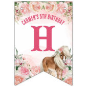 ピンクポニーの誕生日ギディーアップ女性のカーボーイパーティーバナー バンティングフラッグ (第2の旗)