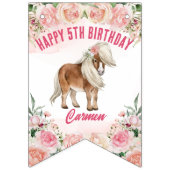 ピンクポニーの誕生日ギディーアップ女性のカーボーイパーティーバナー バンティングフラッグ (第1の旗)