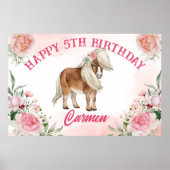 ピンクポニーの誕生日ギディーアップ女性のカーボーイパーティーバナー ポスター (正面)