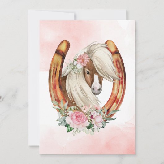 ピンクポニーの誕生日ギディーアップ女性のカーボーイパーティー 招待状 (裏面)