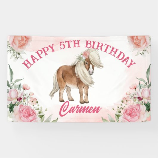 ピンクポニーの誕生日ギディーアップ女性のカーボーイパーティー 横断幕 (横)