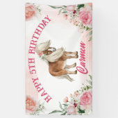 ピンクポニーの誕生日ギディーアップ女性のカーボーイパーティー 横断幕 (縦)