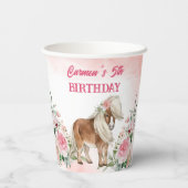 ピンクポニーの誕生日ギディーアップ女性のカーボーイパーティー 紙コップ (裏面)