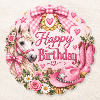 ピンクポニークラブのカウガール誕生日コースター ペーパーコースター